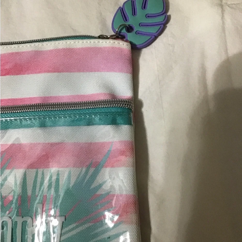 Striped Pouch with Tropical Design